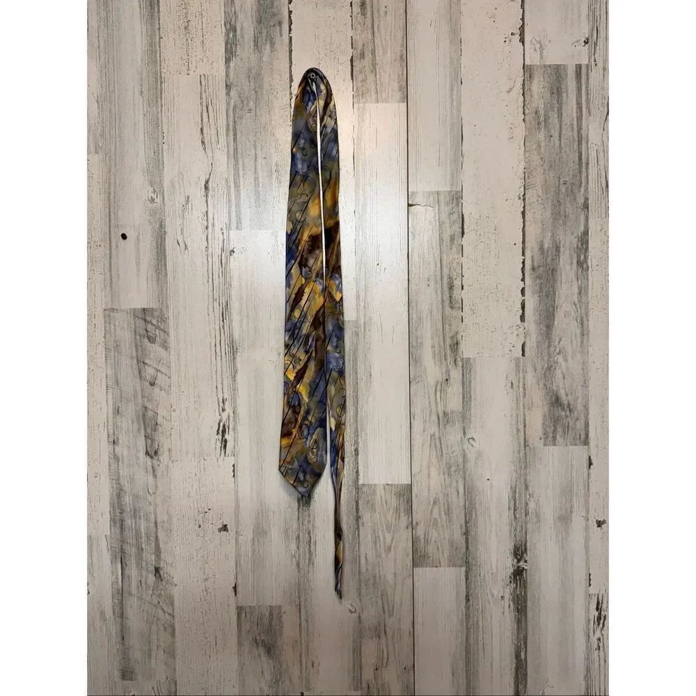 J. Garcia Silk Tie Wetlands I Collection 57 Abstract Pattern Multicolor